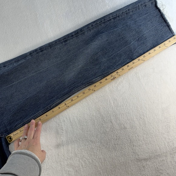 Zara Sz 0 Jeans Wide Leg Raw Hem High Waisted Rise Light Wash Women's Baggy - Picture 11 of 13